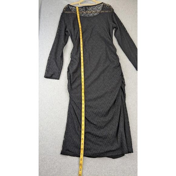 Isabella Oliver Womens 4 Lace Maternity Dress US Size 10 Black Ruched Stretch - Picture 8 of 12